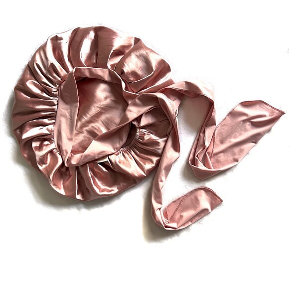 Silk Sleeping Bonnet in Pink - Picture 7 of 10
